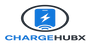 Logo of ChargeHubx with a blue oval and lightning bolt symbol on a white background