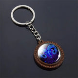 Constellation Keychain Wood Carved Time Gem Pendant Charge Hub X