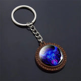 Constellation Keychain Wood Carved Time Gem Pendant Charge Hub X