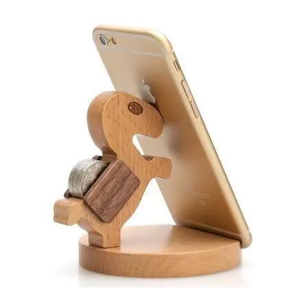 Creative  Mobile Phone Toma Back With Coin Beech Wood Lazy Phone Holder Custom Lettering Charge Hub X