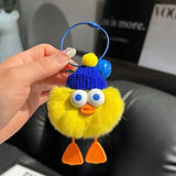 Cute Imitate Rex Rabbit Fur Little Duck Car Key Ring Pendant Charge Hub X