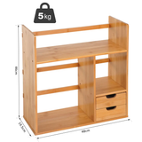 Desk Organiser Desktop Bookshelf 180 Degree Rotatable 2 Drawers Bamboo HOMCOM