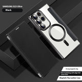 Electroplated Wireless Magnetic Business Flip Leather Case Charge Hub X