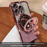 Glitter Folding Mirror Phone Case With Drop Resistant Charge Hub X