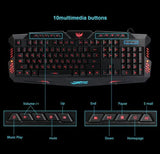 J10 RGB Backlit Gaming Keyboard and Mouse Set – Wired Russian Keyboard with Colorful LED Lights Charge Hub X