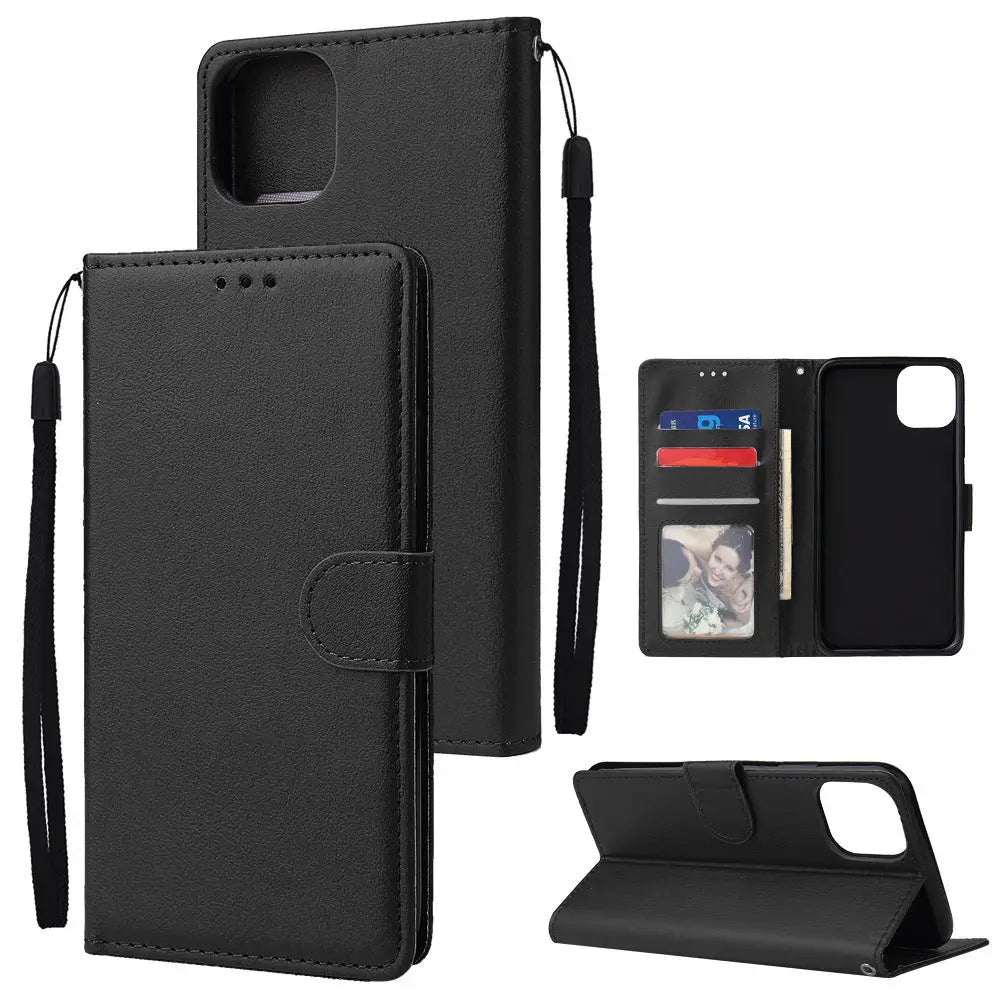 Leather Phone Case With 3 Card Wallet Flip Style Slim Charge Hub X