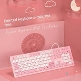 Milk Tea Rabbit Cute Chocolate Wired Keyboard Charge Hub X