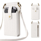 Multi-function Crossbody Bags For Mobile Phone Crocodile-pattern Wallet Card Holder Charge Hub X