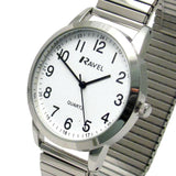 Ravel Mens Bold Number White Dial Gold Expander Bracelet Watch R0232.21.1 R0232.21.1