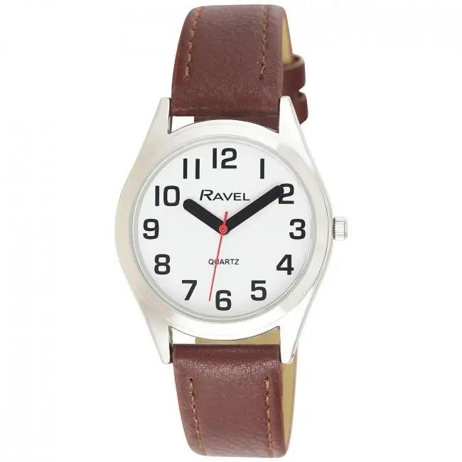 Ravel Mens Classic Strap Watch Brown/Silver Watch R0125.05.1 Ravel
