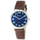Ravel Unisex Classic Blue Dial Brown Strap Watch R0105.49.1 Ravel