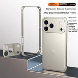 Seahorse Buckle Metal Frame Phone Case – 4-Corner Shockproof Anti-Drop Cover Charge Hub X
