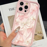 Silk Bow Phone Case – All-Inclusive Shockproof Ladder Design Cover for iPhone/Samsung Charge Hub X