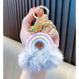 Woven Rainbow A Little Cloud Fur Ball Car Key Ring Charge Hub X