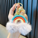 Woven Rainbow A Little Cloud Fur Ball Car Key Ring Charge Hub X