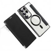 Electroplated Wireless Magnetic Business Flip Leather Case Charge Hub X