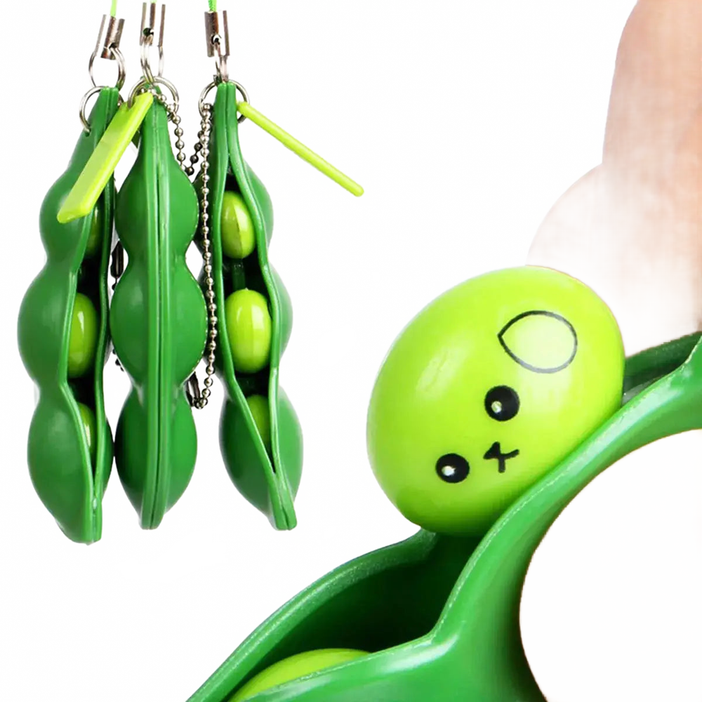 Fidget Toy Edamame Squeeze Keychain-0