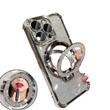 Glitter Folding Mirror Bracket Phone Case - Protective & Cover Drop-resistant Charge Hub X