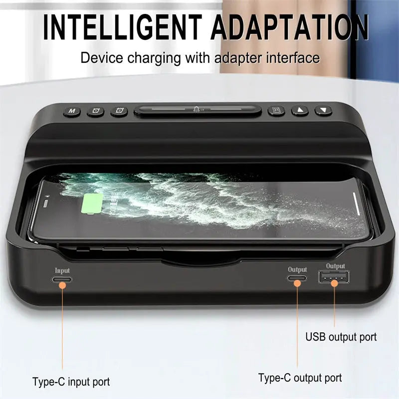 15W Three-in-one Wireless Charger Temperature Tester Multi Alarm Clock Fast Charging Mobile Phone Usb Charger Charging Station Charge Hub X