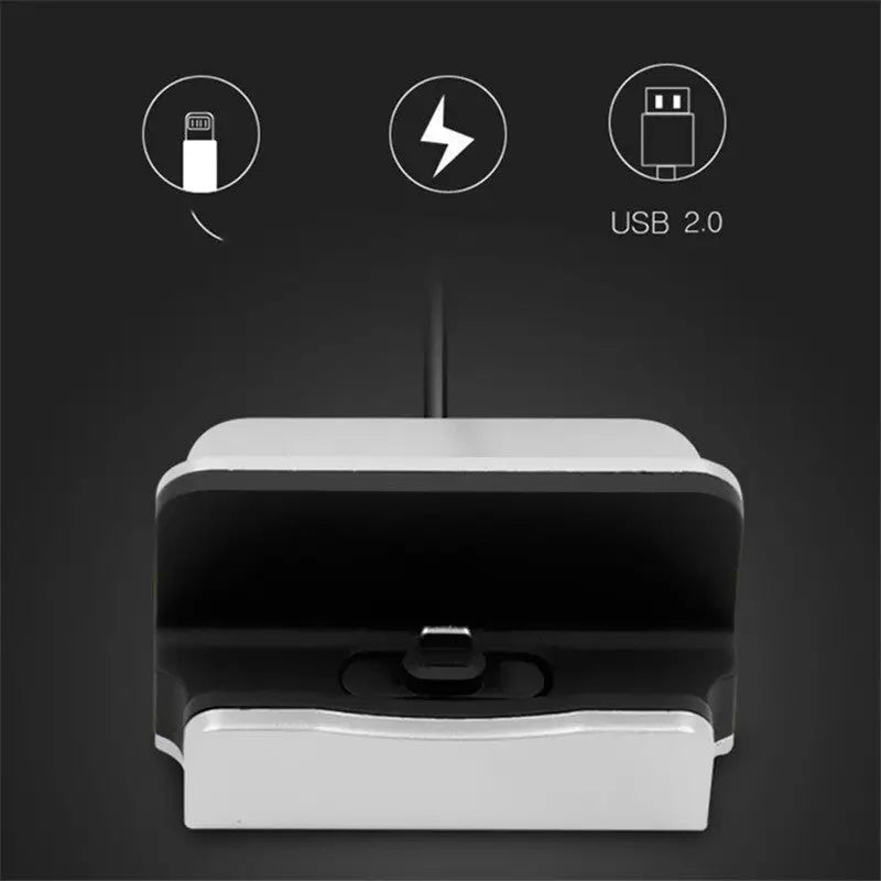 2-in-1 Desktop Charging Dock with USB Cable for iPhone, Android, Type-C & Micro USB Charge Hub X
