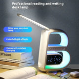 2024 New B-Shaped Blutooth Speaker Multifunctional Smart Music Rhythm Lighting Phone Wireless Charger TF Card AUX Input Standard Mode Charge Hub X