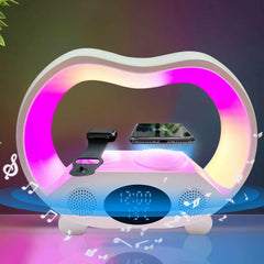 2024 New 6 In 1 Smart Remote Control Bluetooth-compatible Ambience Intelligent LED Table Lamp Multi-function Wireless Charger Night Light Bluetooth-compatible Speaker.