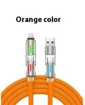 Orange cable with USB connectors on a white background