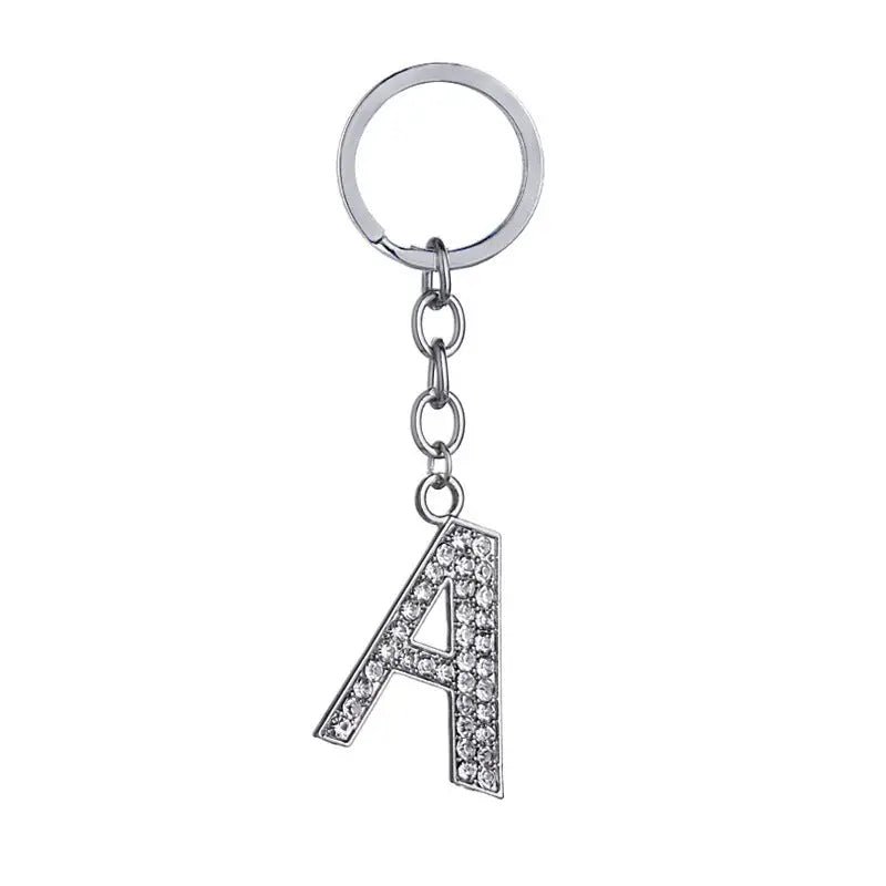 26 English Letter Keychain Creative Zinc Alloy Diamond Key Pendant Charge Hub X