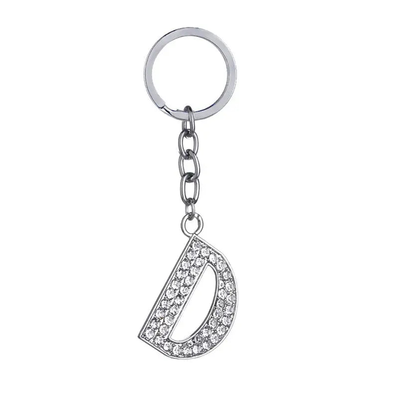 26 English Letter Keychain Creative Zinc Alloy Diamond Key Pendant Charge Hub X