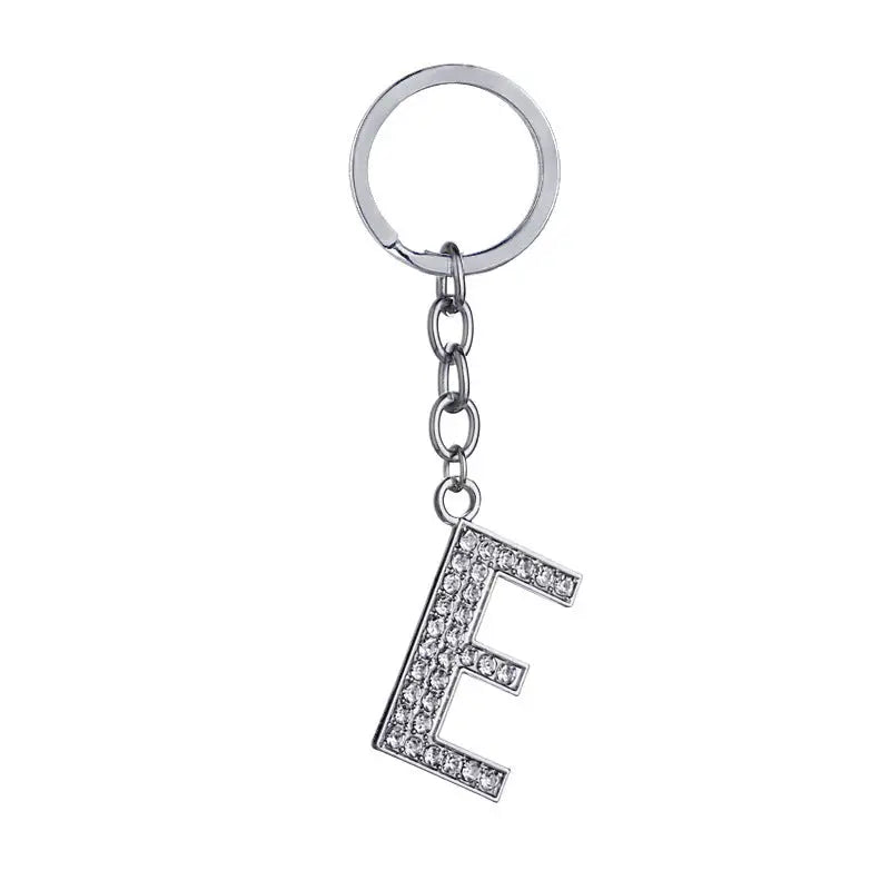 26 English Letter Keychain Creative Zinc Alloy Diamond Key Pendant Charge Hub X