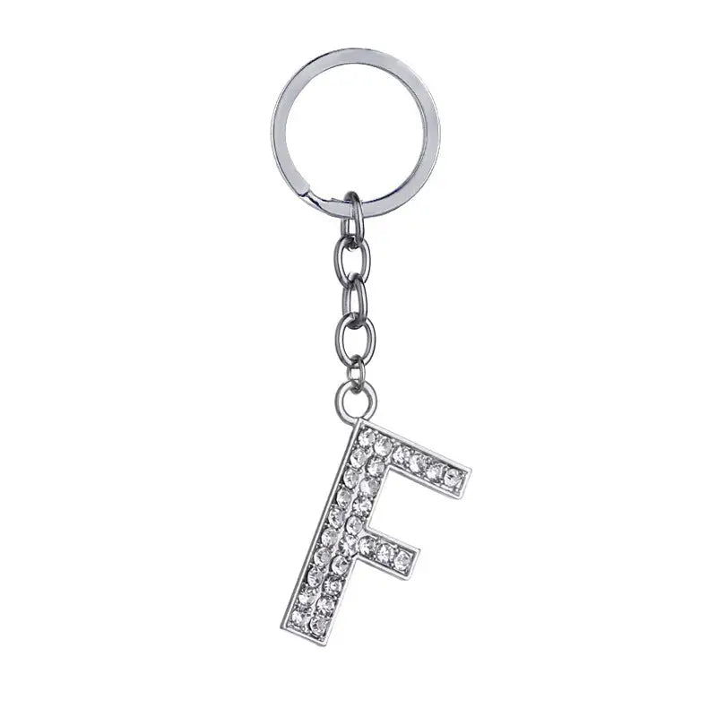 26 English Letter Keychain Creative Zinc Alloy Diamond Key Pendant Charge Hub X