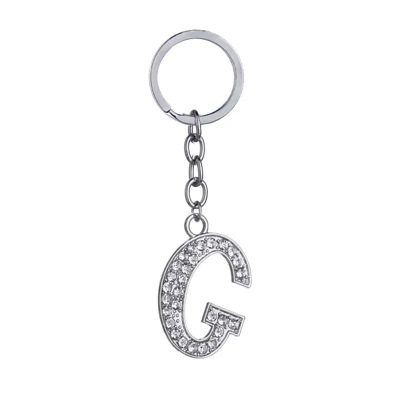 26 English Letter Keychain Creative Zinc Alloy Diamond Key Pendant Charge Hub X