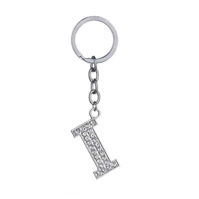26 English Letter Keychain Creative Zinc Alloy Diamond Key Pendant Charge Hub X