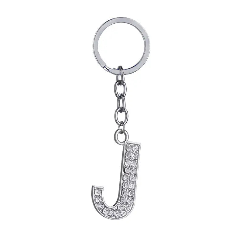 26 English Letter Keychain Creative Zinc Alloy Diamond Key Pendant Charge Hub X