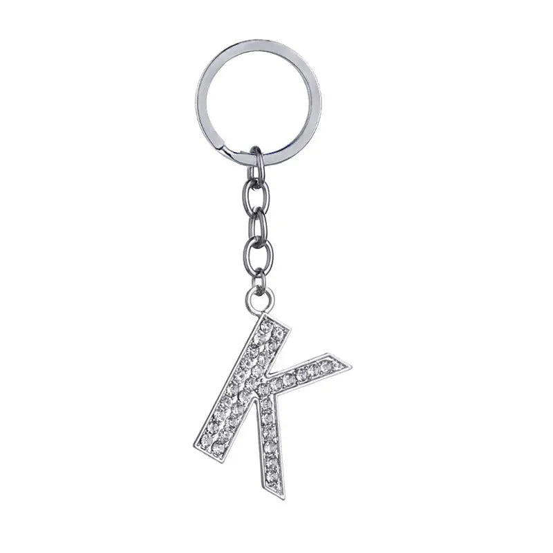 26 English Letter Keychain Creative Zinc Alloy Diamond Key Pendant Charge Hub X