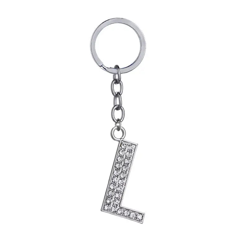 26 English Letter Keychain Creative Zinc Alloy Diamond Key Pendant Charge Hub X