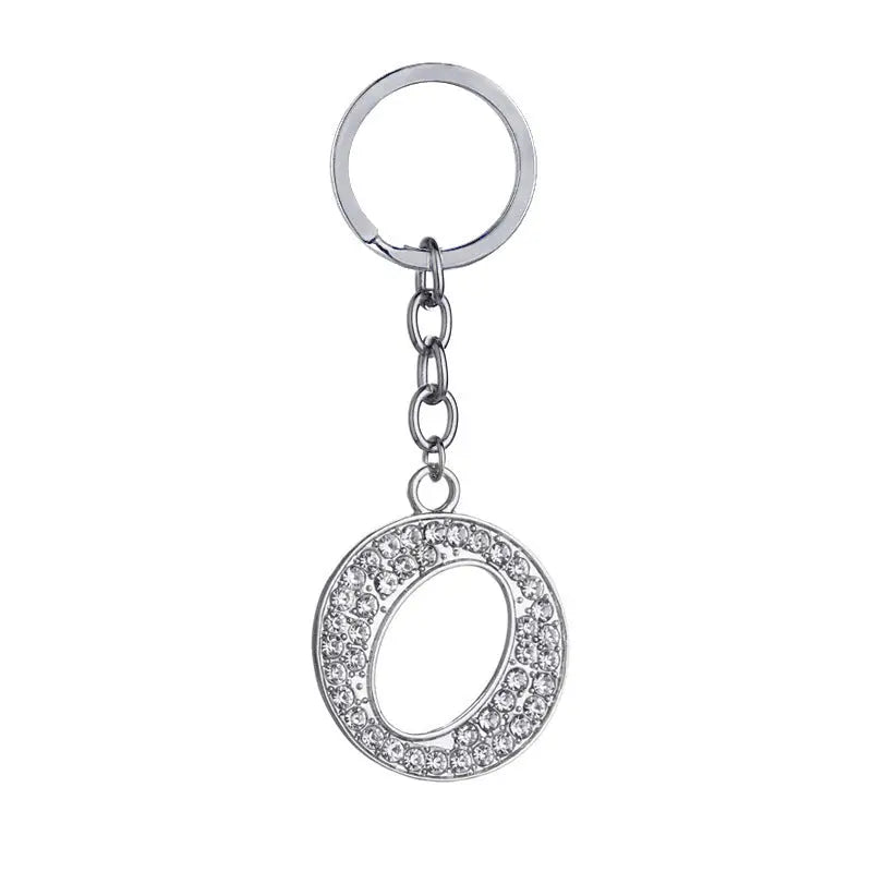 26 English Letter Keychain Creative Zinc Alloy Diamond Key Pendant Charge Hub X