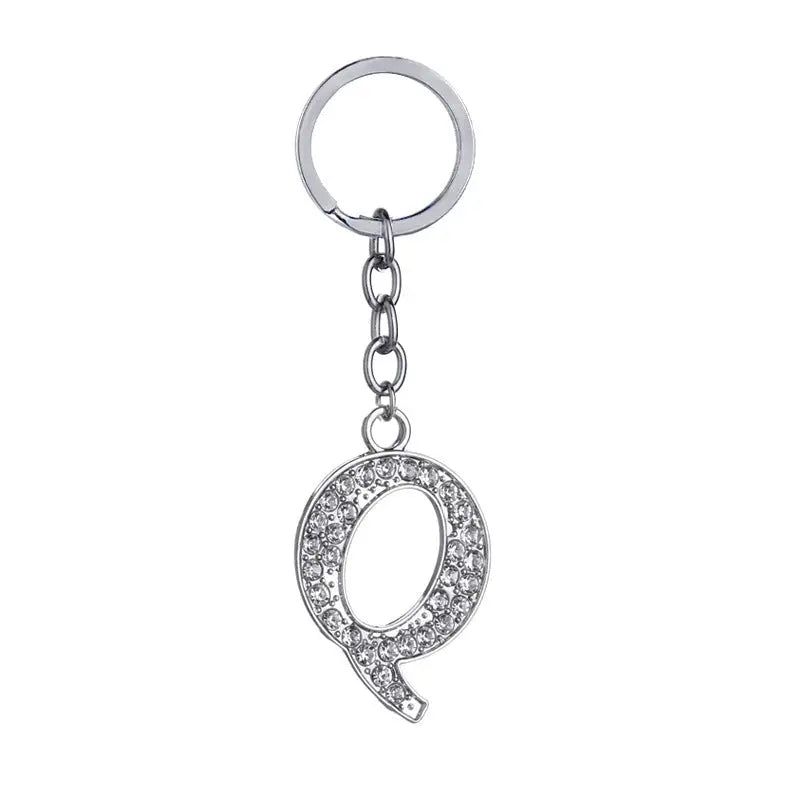 26 English Letter Keychain Creative Zinc Alloy Diamond Key Pendant Charge Hub X