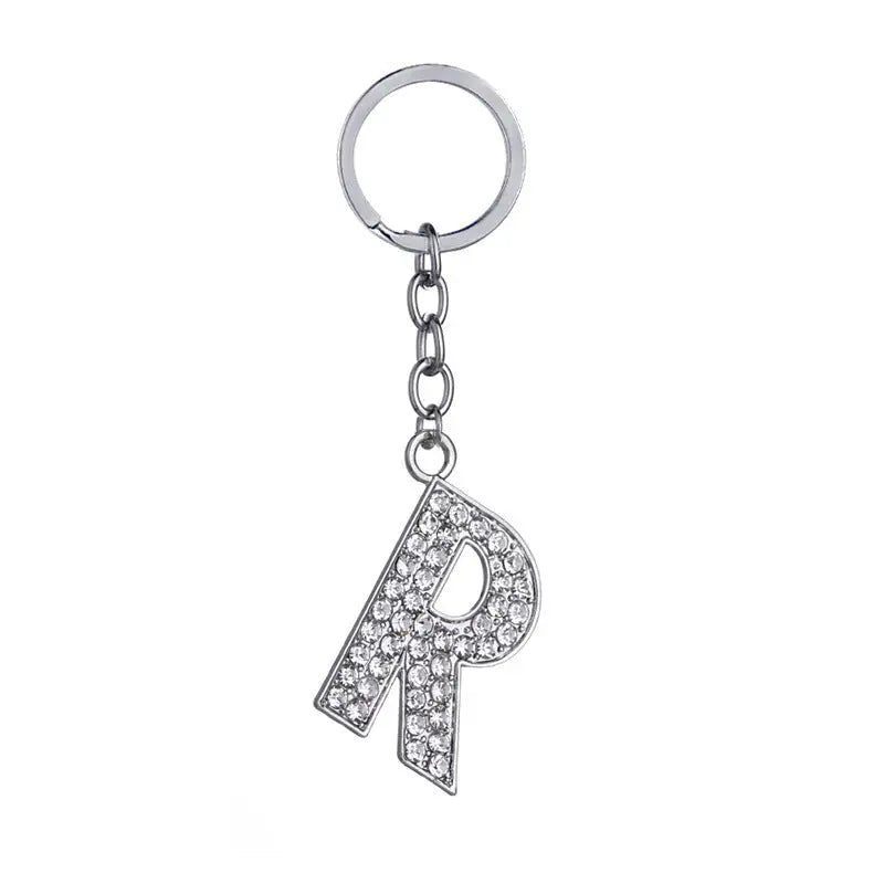 26 English Letter Keychain Creative Zinc Alloy Diamond Key Pendant Charge Hub X