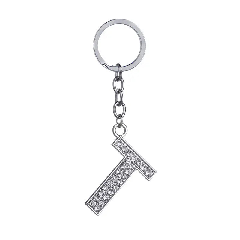 26 English Letter Keychain Creative Zinc Alloy Diamond Key Pendant Charge Hub X