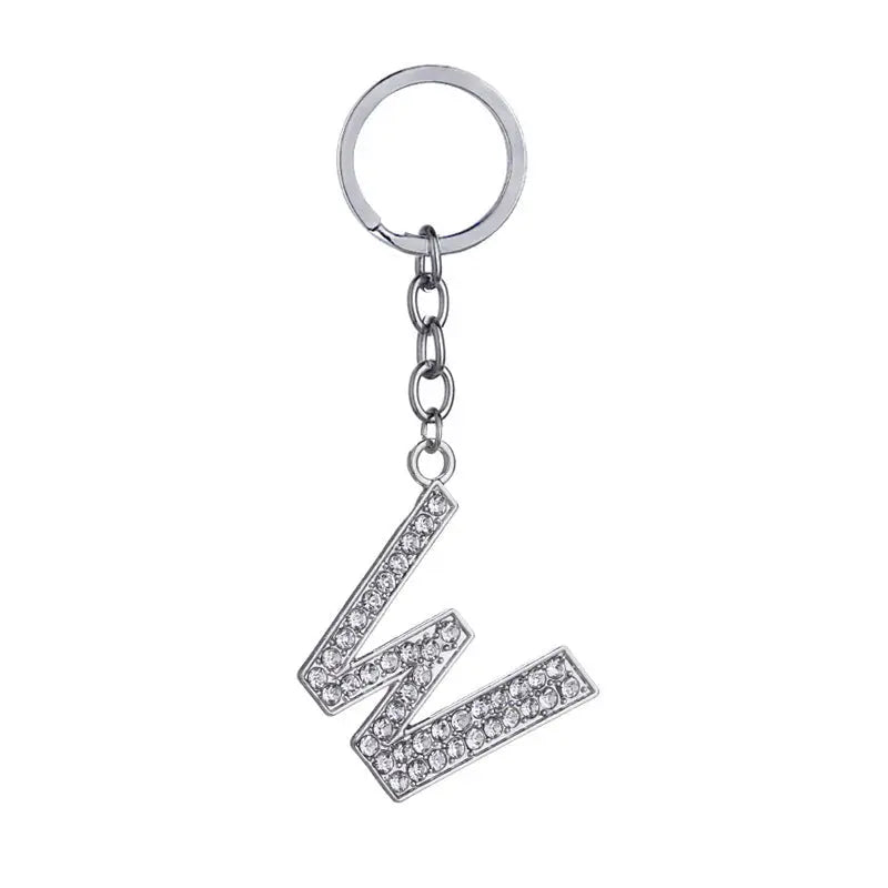 26 English Letter Keychain Creative Zinc Alloy Diamond Key Pendant Charge Hub X