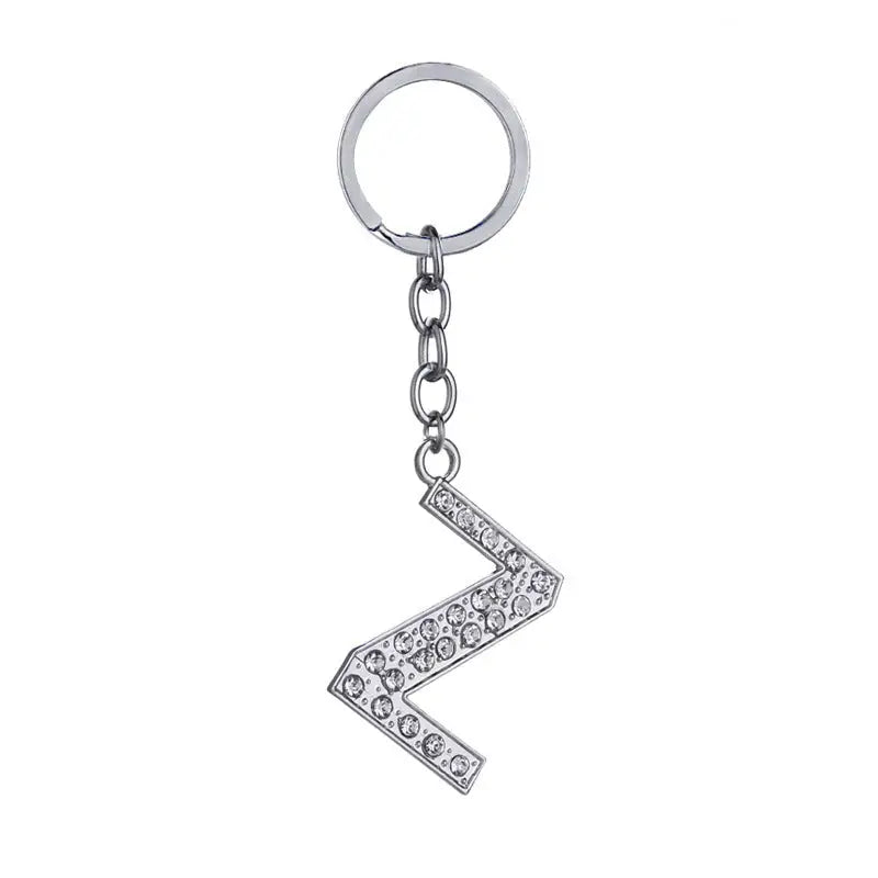 26 English Letter Keychain Creative Zinc Alloy Diamond Key Pendant Charge Hub X