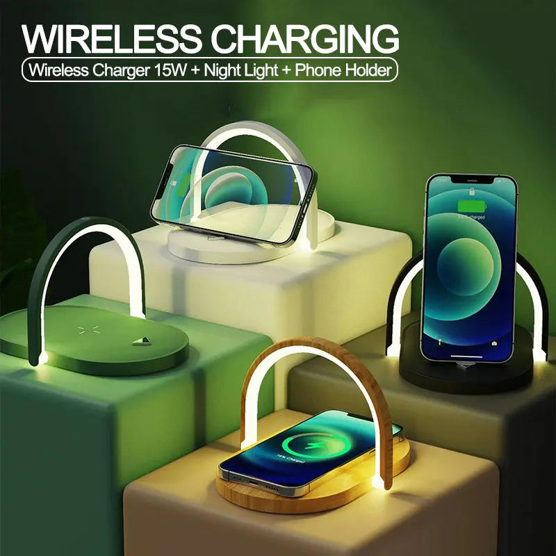 3 In 1 Foldable Wireless Charger Night Light Wireless Charging Station Stonego LED Reading Table Lamp 15W Fast Charging Light Charge Hub X