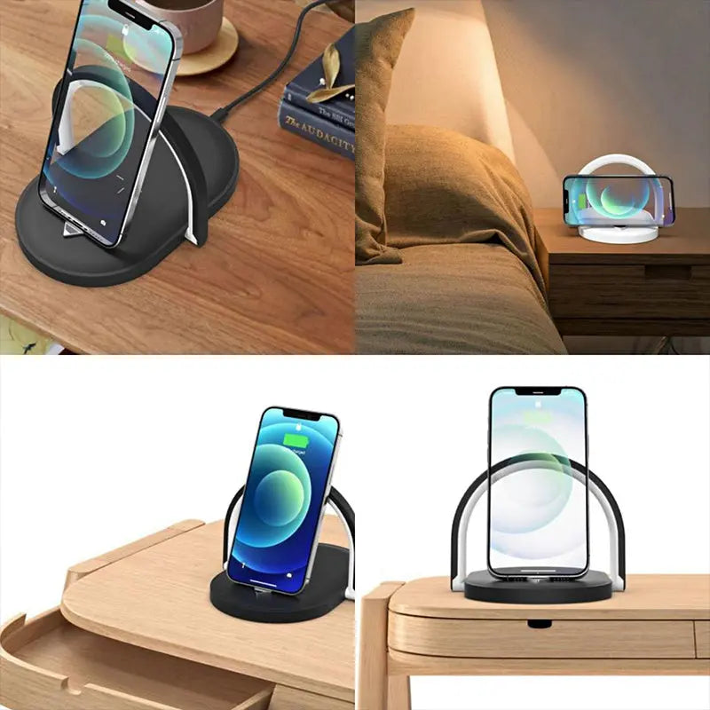 3 In 1 Foldable Wireless Charger Night Light Wireless Charging Station Stonego LED Reading Table Lamp 15W Fast Charging Light Charge Hub X
