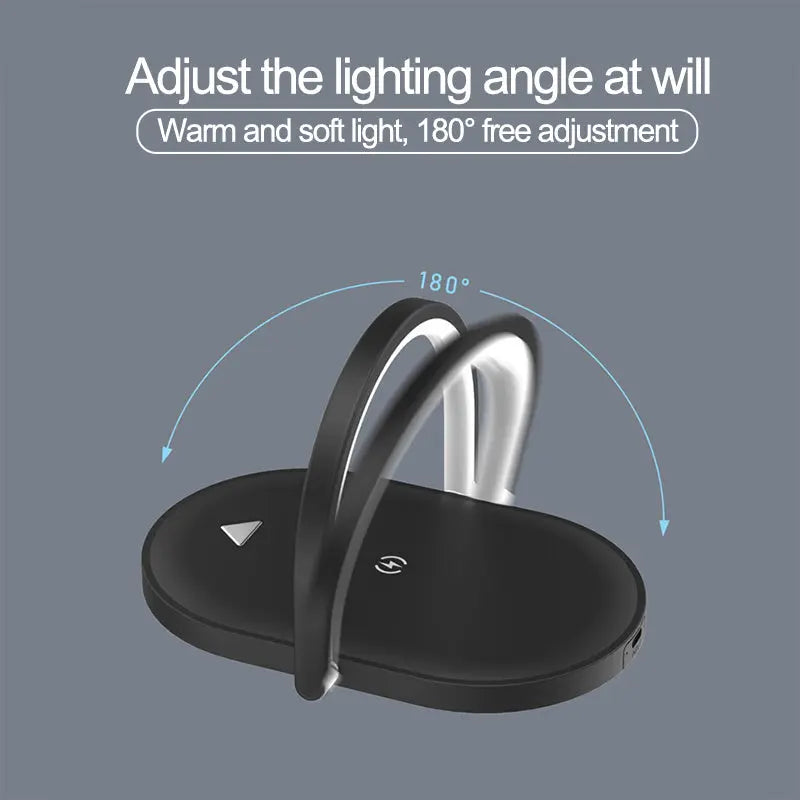 3 In 1 Foldable Wireless Charger Night Light Wireless Charging Station Stonego LED Reading Table Lamp 15W Fast Charging Light Charge Hub X