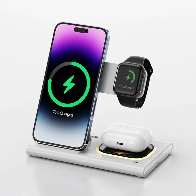3 - in - 1 15W Wireless Charging Night Light & Fast Charging Station - Charge Hub X