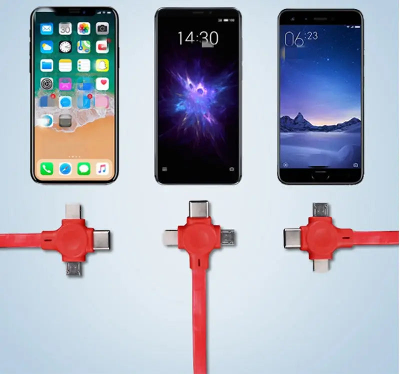 3-in-1 Retractable Charging Cable USB Fast Charger Cord for iPhone Samsung Huawei Charge Hub X