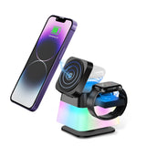 4 In 1 Rotatable Colorful Lighting Wireless Charger Stand For Phone 15 14 13 12 Pro Max 8 7 Holder Magnetic Fast Charging Station Charge Hub X