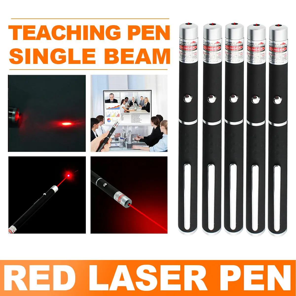 5 PCS Small Laser Pointer Pen 650nm Red Light Visible Beam 1mW For conference presentation N/A