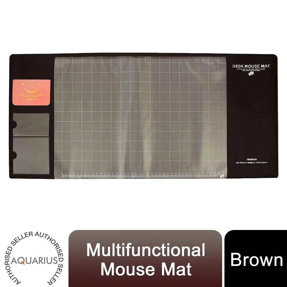 AQ Multifunctional & Eco-friendly Office Desk Mouse Mat PVC+DS Material, Brown Aquarius